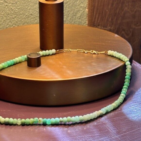 Monica Vinader ~ Hope Chrysoprase Beaded Gemstone Necklace ~  adjustable - Picture 7 of 7